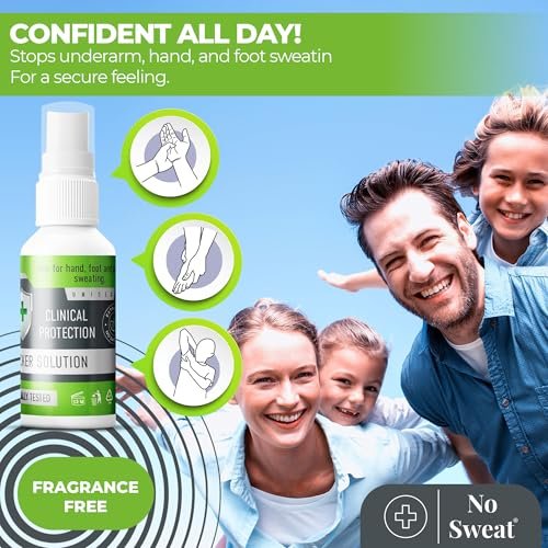 NO SWEAT Maximum Strength Antiperspirant Spray - 50ml - Strong Deodorant for Excessive Sweating & Hyperhidrosis Treatment, Lasts up to 7 Days Avelisse
