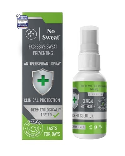 NO SWEAT Maximum Strength Antiperspirant Spray - 50ml - Strong Deodorant for Excessive Sweating & Hyperhidrosis Treatment, Lasts up to 7 Days Avelisse