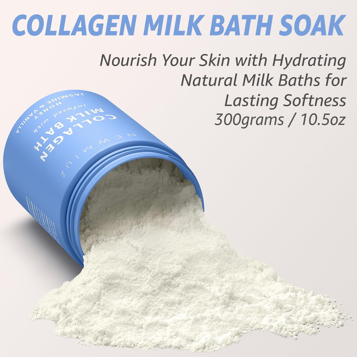 Creamy Coconut Collagen Milk Bath Soak Powder – Vanilla Jasmine Luxury Spa Bubble Bath Salt for Women Relaxation Gifts Avelisse