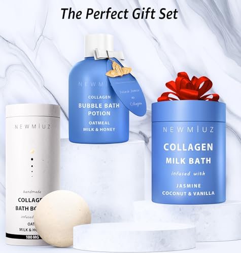Creamy Coconut Collagen Milk Bath Soak Powder – Vanilla Jasmine Luxury Spa Bubble Bath Salt for Women Relaxation Gifts Avelisse