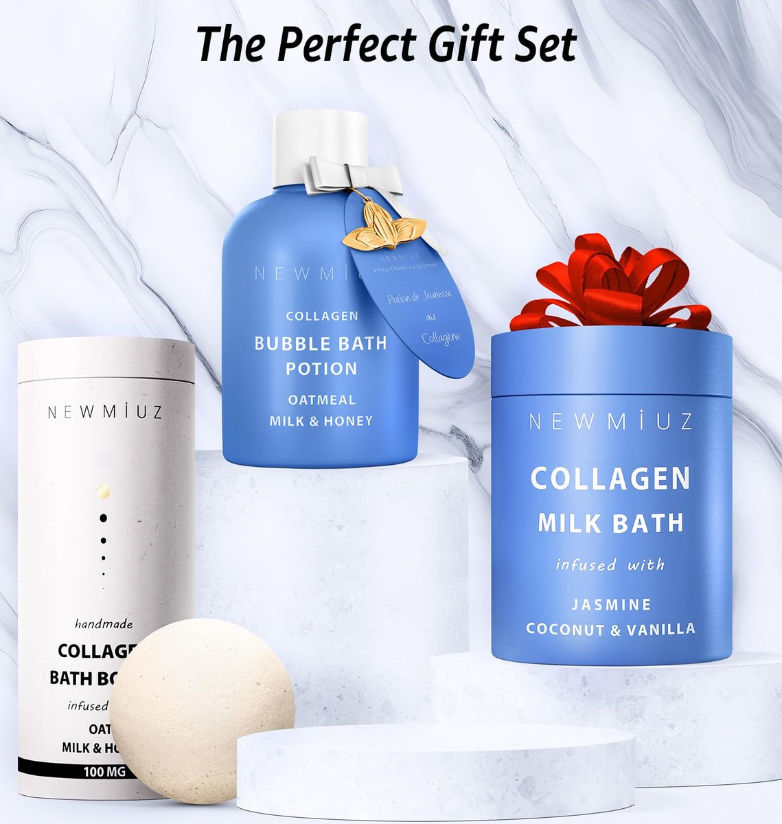Creamy Coconut Collagen Milk Bath Soak Powder – Vanilla Jasmine Luxury Spa Bubble Bath Salt for Women Relaxation Gifts Avelisse