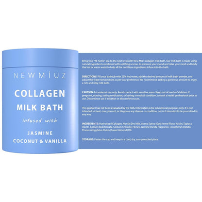 Creamy Coconut Collagen Milk Bath Soak Powder – Vanilla Jasmine Luxury Spa Bubble Bath Salt for Women Relaxation Gifts Avelisse