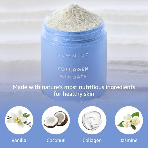 Creamy Coconut Collagen Milk Bath Soak Powder – Vanilla Jasmine Luxury Spa Bubble Bath Salt for Women Relaxation Gifts Avelisse