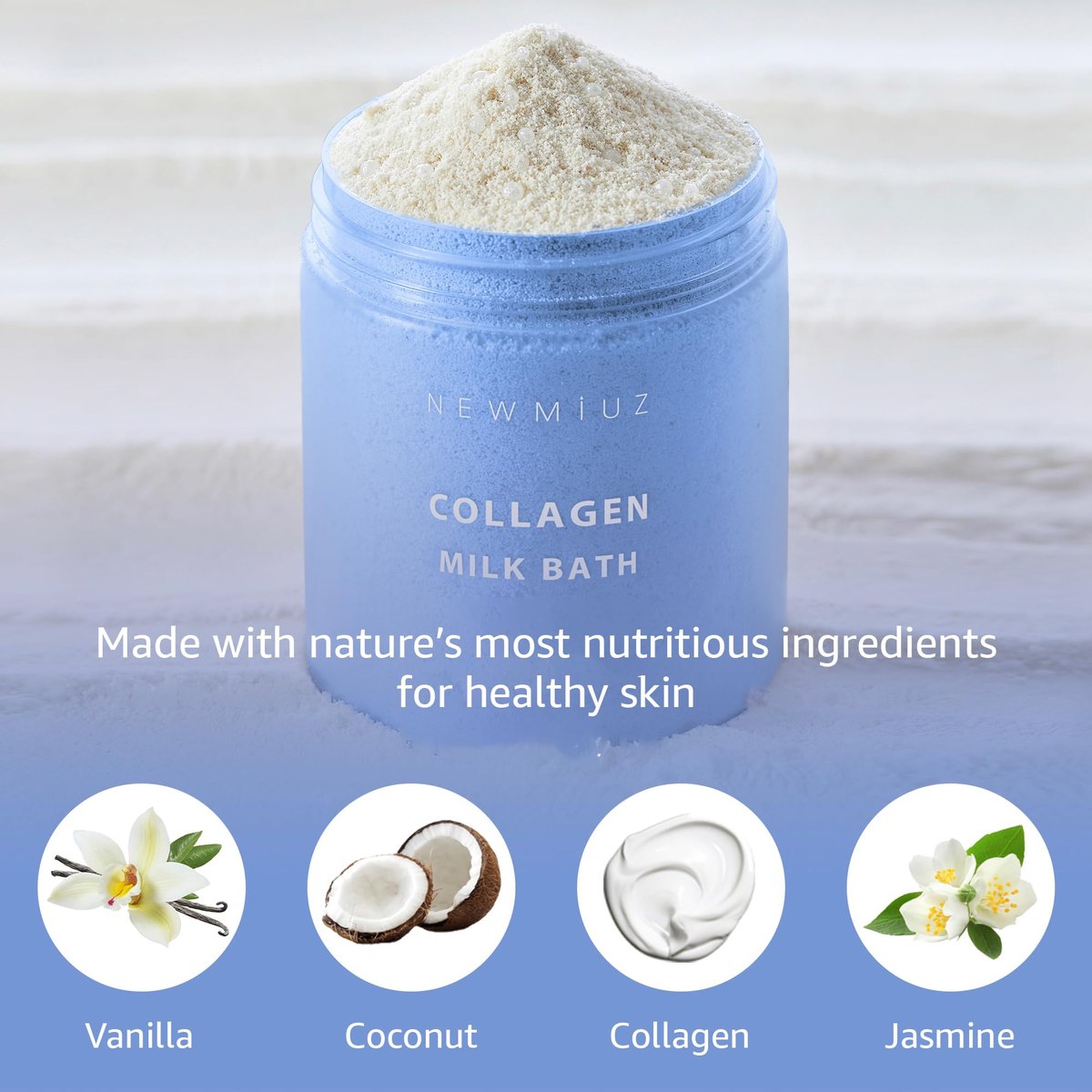 Creamy Coconut Collagen Milk Bath Soak Powder – Vanilla Jasmine Luxury Spa Bubble Bath Salt for Women Relaxation Gifts Avelisse