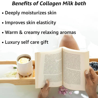 Creamy Coconut Collagen Milk Bath Soak Powder – Vanilla Jasmine Luxury Spa Bubble Bath Salt for Women Relaxation Gifts Avelisse