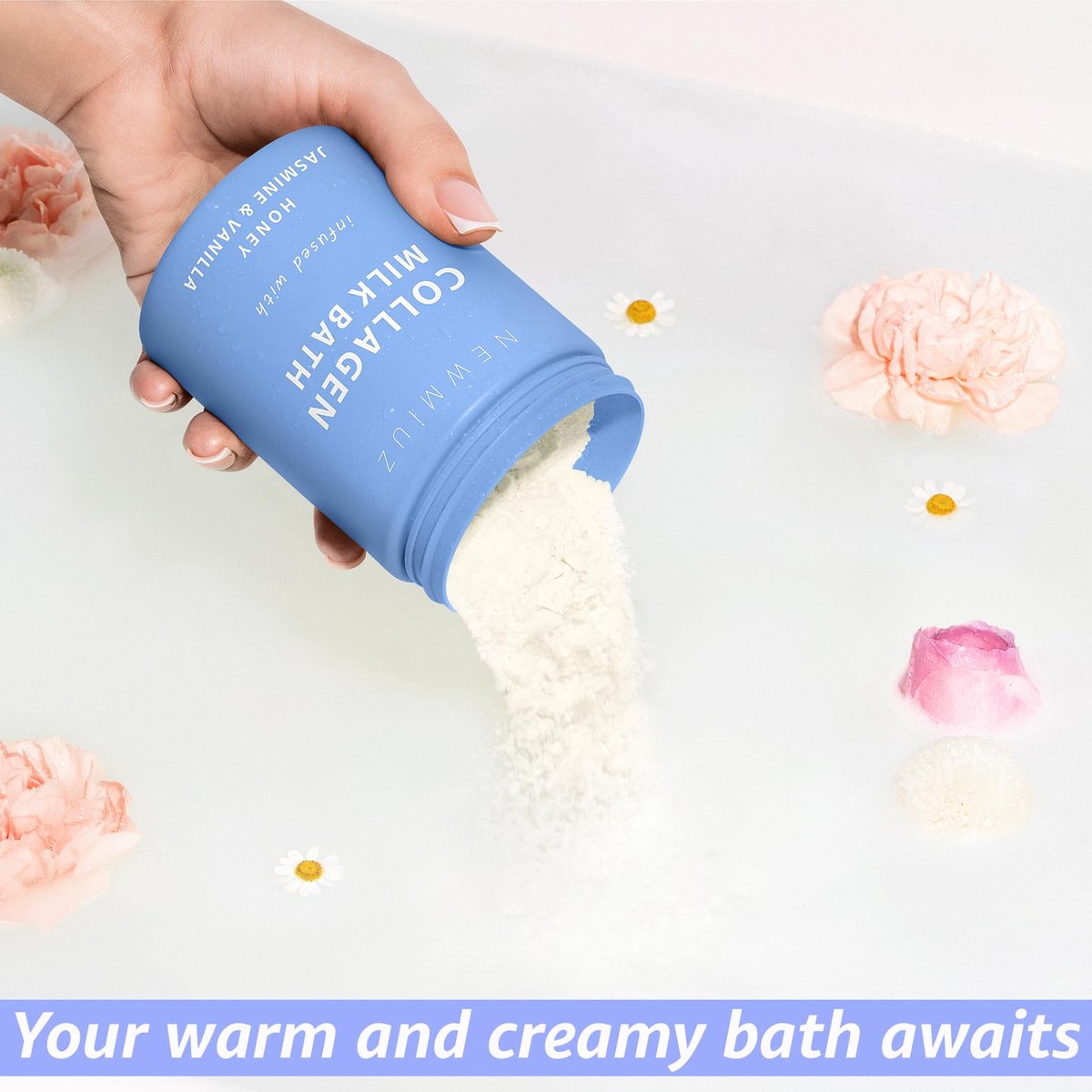 Creamy Coconut Collagen Milk Bath Soak Powder – Vanilla Jasmine Luxury Spa Bubble Bath Salt for Women Relaxation Gifts Avelisse
