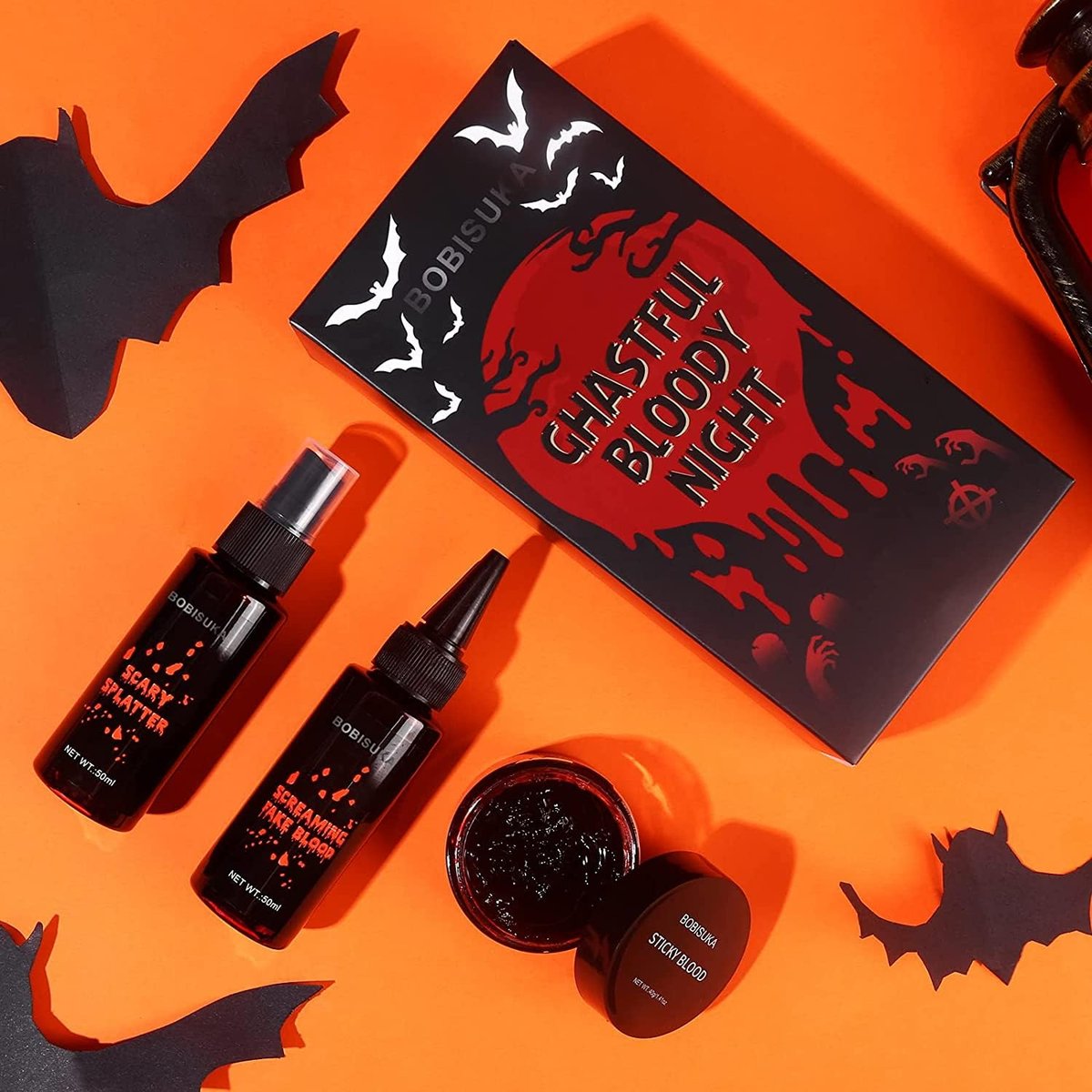 BOBISUKA 3PCS Halloween Fake Blood Makeup Kit - Coagulated, Spray & Dripping Blood for Realistic SFX Makeup - görsel 11