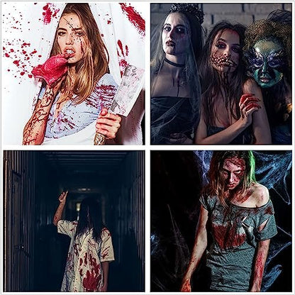 BOBISUKA 3PCS Halloween Fake Blood Makeup Kit - Coagulated, Spray & Dripping Blood for Realistic SFX Makeup