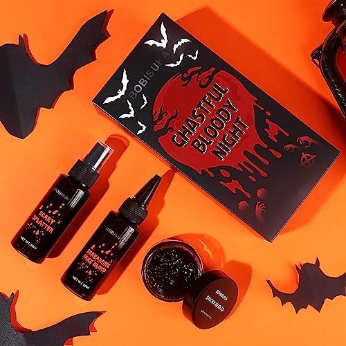 BOBISUKA 3PCS Halloween Fake Blood Makeup Kit - Coagulated, Spray & Dripping Blood for Realistic SFX Makeup - görsel 12