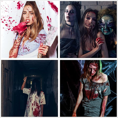 BOBISUKA 3PCS Halloween Fake Blood Makeup Kit - Coagulated, Spray & Dripping Blood for Realistic SFX Makeup