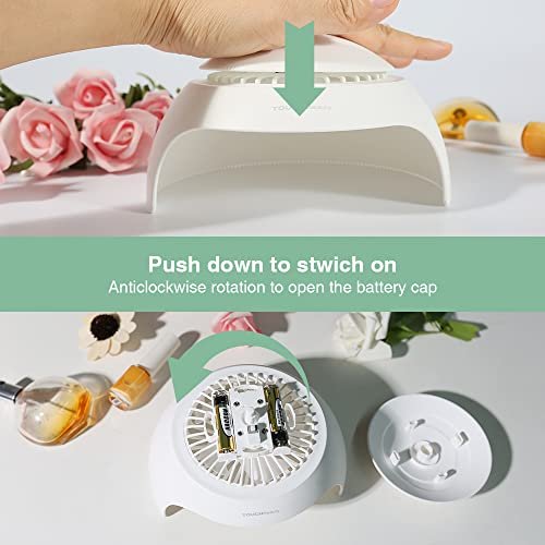 TOUCHBeauty TB-2130 Nail Dryer for Kids, Teens & Beginners – LED Fan & Light, Battery Powered, Safe, Non-Hands Tanned Version (White) Avelisse