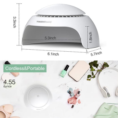 TOUCHBeauty TB-2130 Nail Dryer for Kids, Teens & Beginners – LED Fan & Light, Battery Powered, Safe, Non-Hands Tanned Version (White) Avelisse