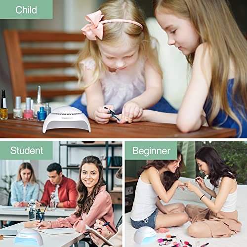 TOUCHBeauty TB-2130 Nail Dryer for Kids, Teens & Beginners – LED Fan & Light, Battery Powered, Safe, Non-Hands Tanned Version (White) Avelisse