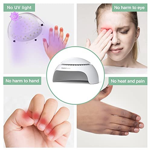 TOUCHBeauty TB-2130 Nail Dryer for Kids, Teens & Beginners – LED Fan & Light, Battery Powered, Safe, Non-Hands Tanned Version (White) Avelisse