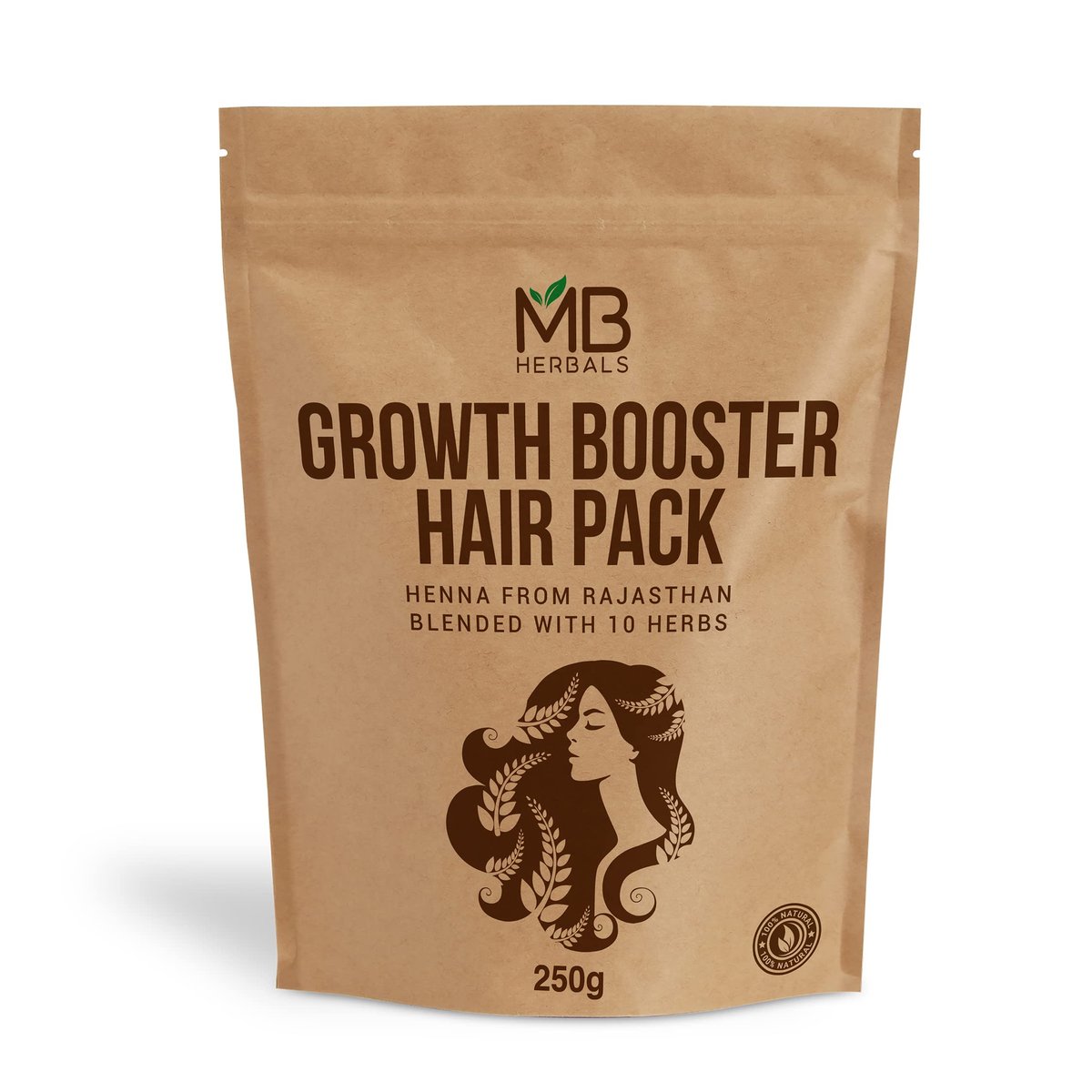 MB Herbals Growth Booster Hair Pack – 8.8 oz (250g) Natural Blend of Henna, Shikakai, Amla, Brahmi, Bhringraj & More for Hair Growth Avelisse