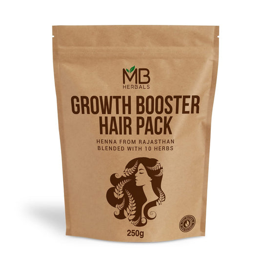 MB Herbals Growth Booster Hair Pack – 8.8 oz (250g) Natural Blend of Henna, Shikakai, Amla, Brahmi, Bhringraj & More for Hair Growth Avelisse