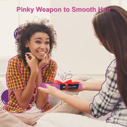 Mini Pink Hot Comb 500 Degree – Dual Voltage Electric Pressing Comb for Black Hair, Portable Ceramic Straightening Comb for 4C Hair, Wigs & Beard Avelisse