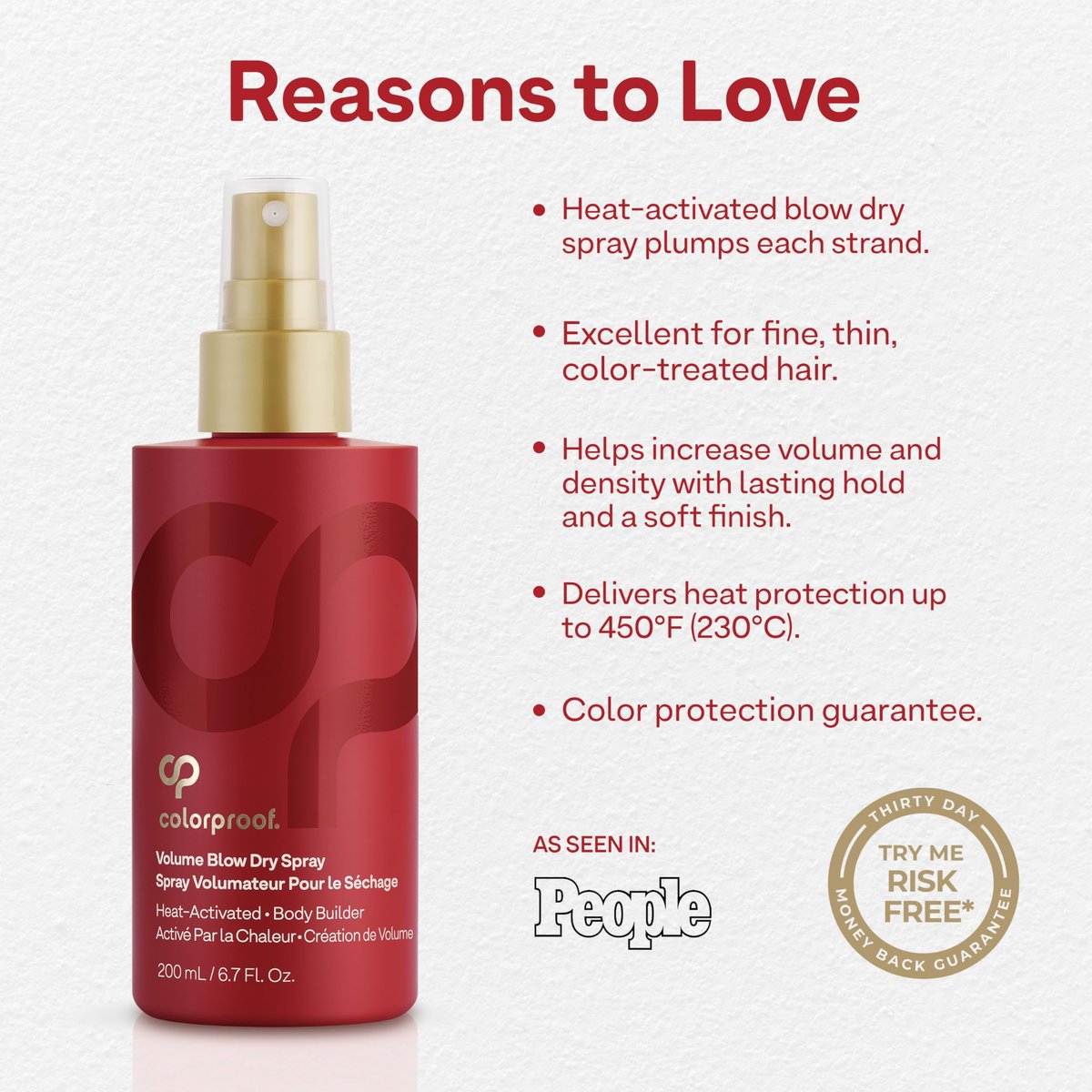 Colorproof Volume Blow Dry Spray Primer 6.7 Fl. Oz. – Volumizing Heat Protection Spray with White Nectarine Scent Avelisse