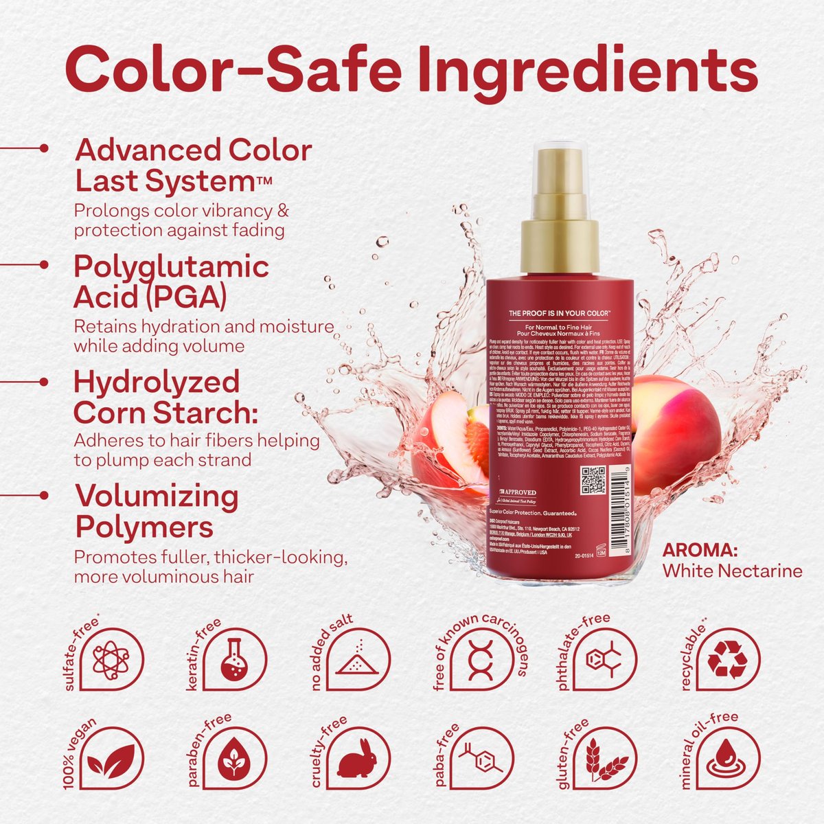 Colorproof Volume Blow Dry Spray Primer 6.7 Fl. Oz. – Volumizing Heat Protection Spray with White Nectarine Scent Avelisse