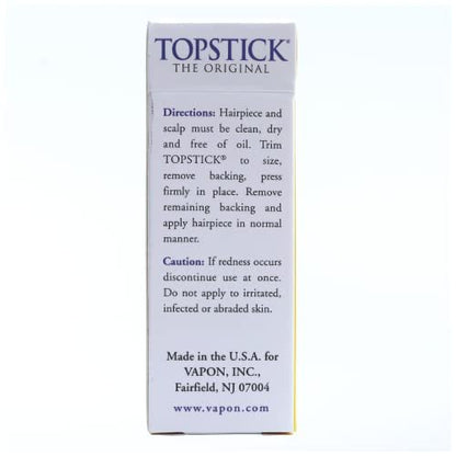 Vapon Topstick Original Men's Grooming Tape - 50 Count 1/2" x 3" Double Sided Clear Tape for Toupee & Wig Adhesion - Hypoallergenic, Waterproof, Latex-Free