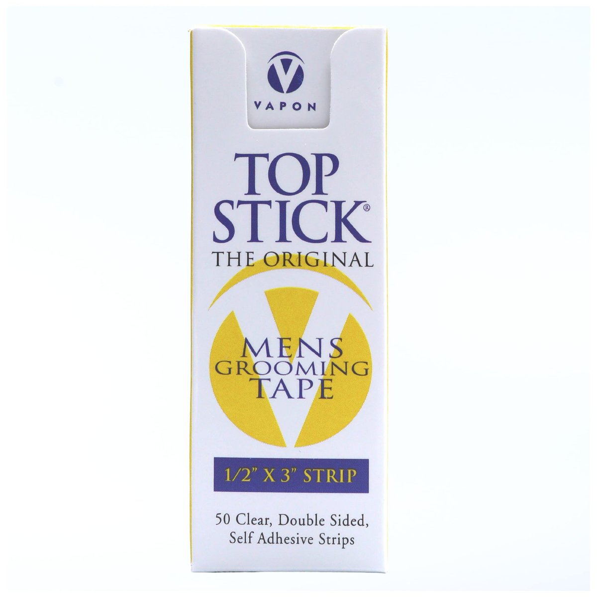 Vapon Topstick Original Men's Grooming Tape - 50 Count 1/2" x 3" Double Sided Clear Tape for Toupee & Wig Adhesion - Hypoallergenic, Waterproof, Latex-Free - görsel 1