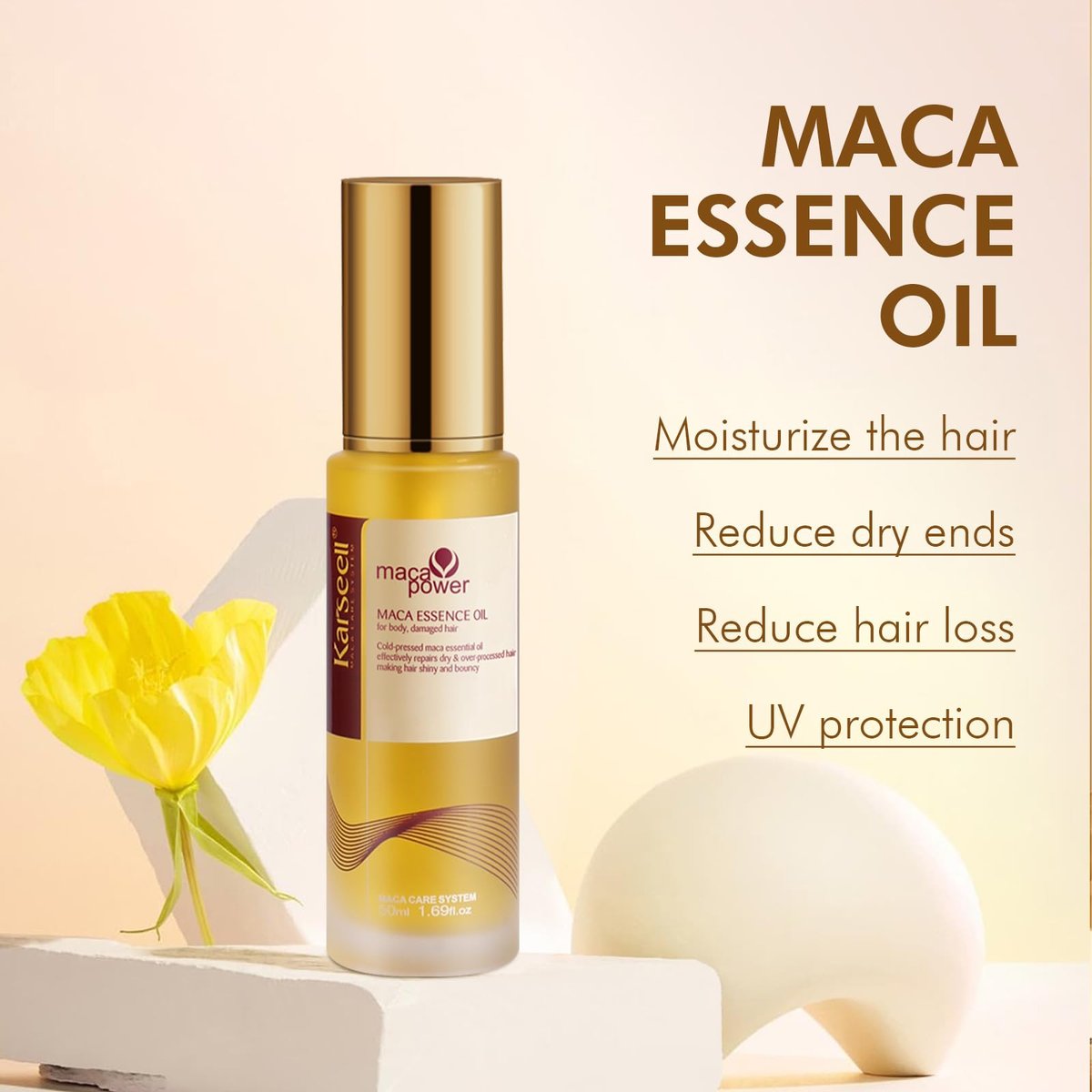 Karseell Moroccan Argan Oil for Hair – Cold Pressed, Weightless Hair Serum for Dry, Damaged Hair – 1.69 Fl Oz Avelisse