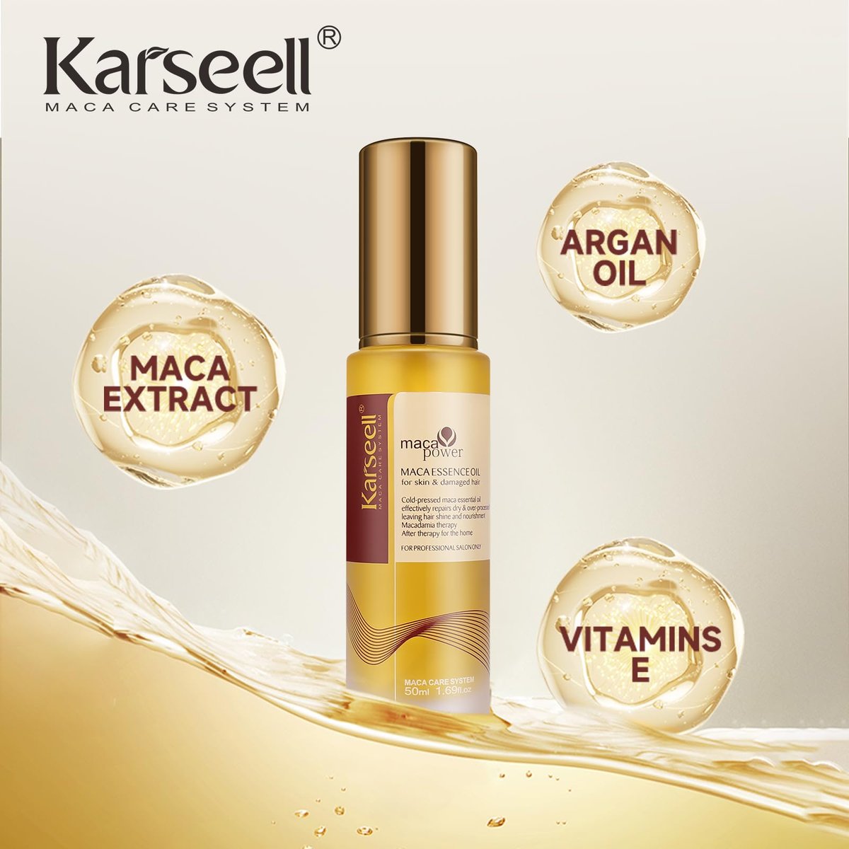 Karseell Moroccan Argan Oil for Hair – Cold Pressed, Weightless Hair Serum for Dry, Damaged Hair – 1.69 Fl Oz Avelisse
