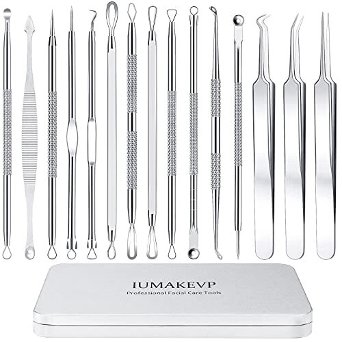 Professional Pimple Popper Tool Kit - 15 PCS Stainless Steel Blackhead Remover Comedone Extractor Tools for Acne Removal with Metal Case (Silver) - görsel 2