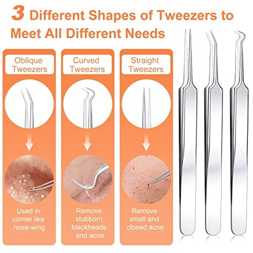 Professional Pimple Popper Tool Kit - 15 PCS Stainless Steel Blackhead Remover Comedone Extractor Tools for Acne Removal with Metal Case (Silver) - görsel 4