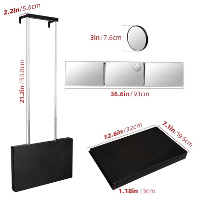 SELF FIND 3-Way Mirror for Hair Cutting – 360° Adjustable Barber Mirror with Height-Adjustable Telescoping Hooks for Makeup and Hair Styling Avelisse