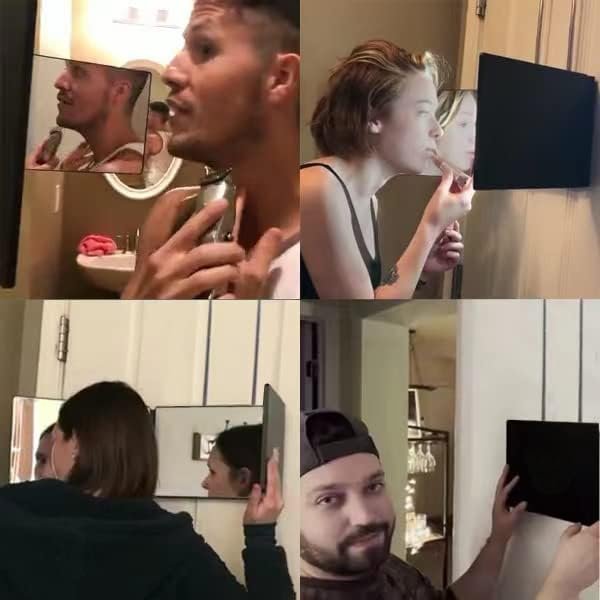 SELF FIND 3-Way Mirror for Hair Cutting – 360° Adjustable Barber Mirror with Height-Adjustable Telescoping Hooks for Makeup and Hair Styling Avelisse