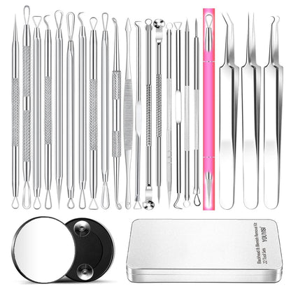 22-Piece Pimple Popper Tool Kit – Stainless Steel Blackhead Remover & Acne Comedone Extractor Set