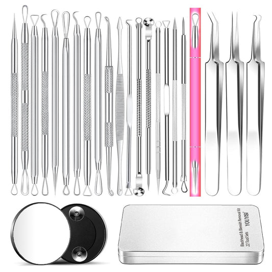 22-Piece Pimple Popper Tool Kit – Stainless Steel Blackhead Remover & Acne Comedone Extractor Set