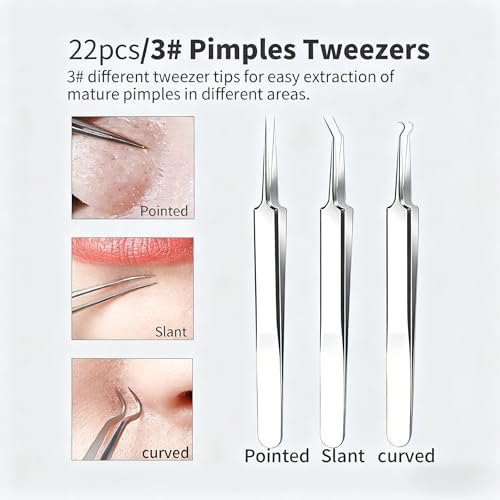 22-Piece Pimple Popper Tool Kit – Stainless Steel Blackhead Remover & Acne Comedone Extractor Set - görsel 8