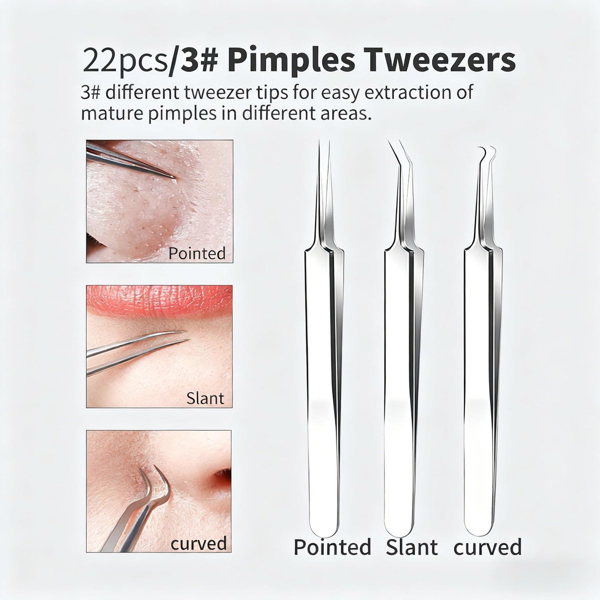 22-Piece Pimple Popper Tool Kit – Stainless Steel Blackhead Remover & Acne Comedone Extractor Set - görsel 7
