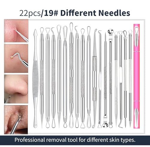 22-Piece Pimple Popper Tool Kit – Stainless Steel Blackhead Remover & Acne Comedone Extractor Set - görsel 16
