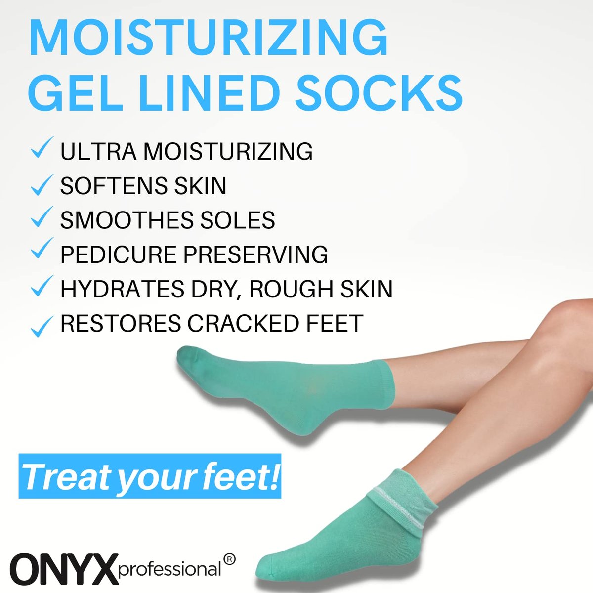 Onyx Professional Gel Moisturizing Socks – Hydrating Dry Feet Treatment for Cracked Heels, One Size Reusable Spa Socks for Women and Men - görsel 3