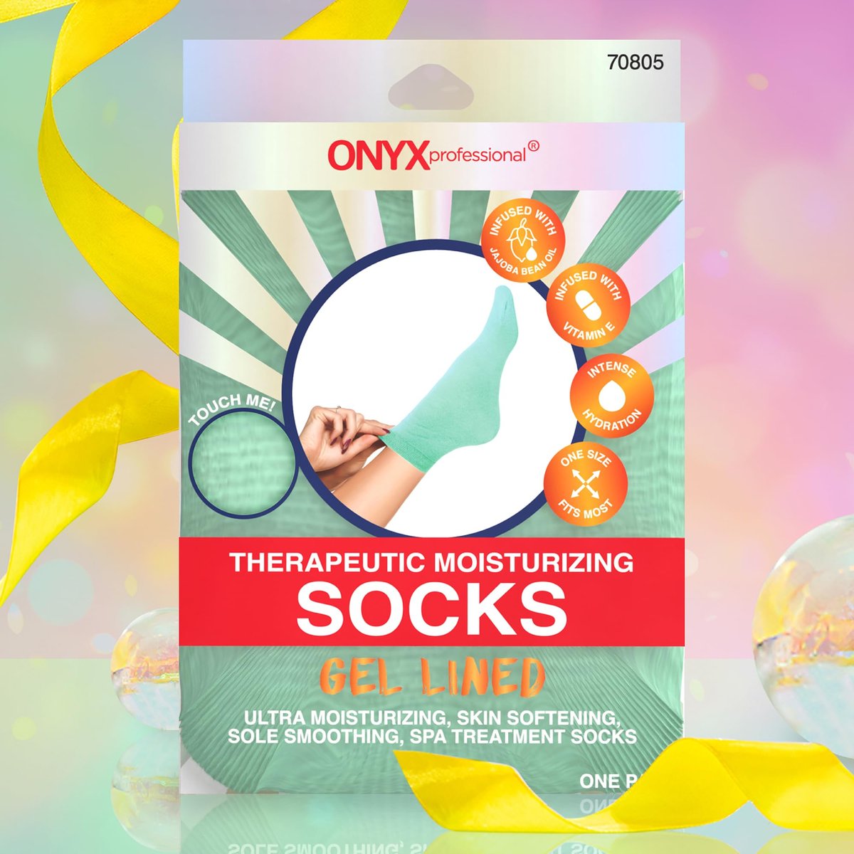 Onyx Professional Gel Moisturizing Socks – Hydrating Dry Feet Treatment for Cracked Heels, One Size Reusable Spa Socks for Women and Men - görsel 1