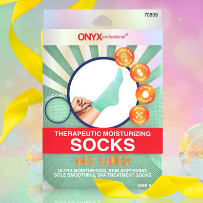 Onyx Professional Gel Moisturizing Socks – Hydrating Dry Feet Treatment for Cracked Heels, One Size Reusable Spa Socks for Women and Men