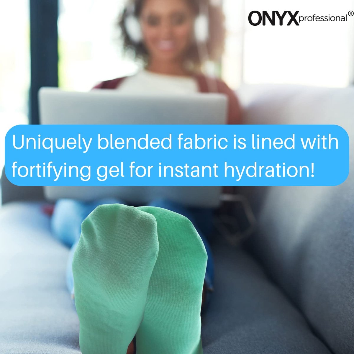 Onyx Professional Gel Moisturizing Socks – Hydrating Dry Feet Treatment for Cracked Heels, One Size Reusable Spa Socks for Women and Men - görsel 9