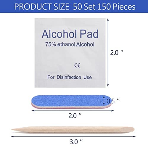 48 Sets Disposable Manicure Kit - 3-Piece Mini Nail Files Set with 100/180 Grit, Wood Stick & Nail Polish Remover Pads - görsel 4