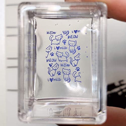 Maniology Ice Cube Clear Rectangular Stamper with Scraper Card – Transparent Silicone Nail Stamping Tool for Precise Art Transfer
