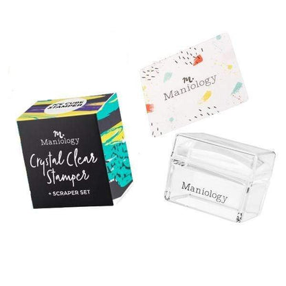 Maniology Ice Cube Clear Rectangular Stamper with Scraper Card – Transparent Silicone Nail Stamping Tool for Precise Art Transfer