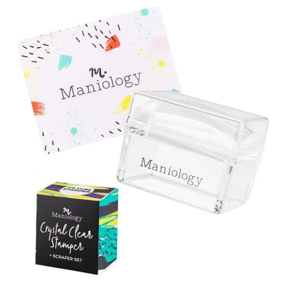 Maniology Ice Cube Clear Rectangular Stamper with Scraper Card – Transparent Silicone Nail Stamping Tool for Precise Art Transfer