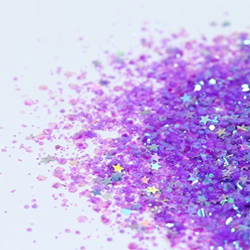 DECOYARDOO Face Jewels 6 Sheets Sticky Gems - Chunky Glitter Rhinestones for Fairy Euphoria Eye Body Makeup, Rave Festival Outfit Accessories (Purple Glitter, 7 Sets) - görsel 4
