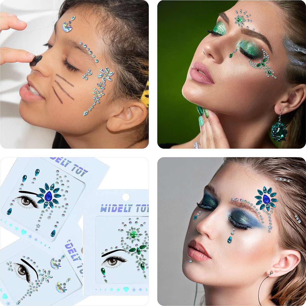 DECOYARDOO Face Jewels 6 Sheets Sticky Gems - Chunky Glitter Rhinestones for Fairy Euphoria Eye Body Makeup, Rave Festival Outfit Accessories (Purple Glitter, 7 Sets) - görsel 9