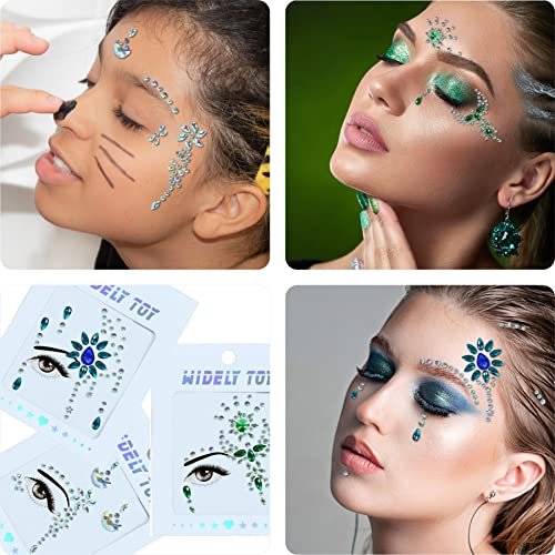 DECOYARDOO Face Jewels 6 Sheets Sticky Gems - Chunky Glitter Rhinestones for Fairy Euphoria Eye Body Makeup, Rave Festival Outfit Accessories (Purple Glitter, 7 Sets) - görsel 10