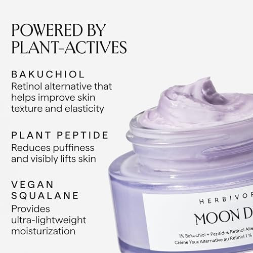HERBIVORE Moon Dew 1% Bakuchiol + Peptides Retinol Alternative Anti Aging Eye Cream - Reduces Fine Lines, Wrinkles & Puffiness - Plant-Based, Vegan, Cruelty-Free, 15mL / 0.5 oz Avelisse