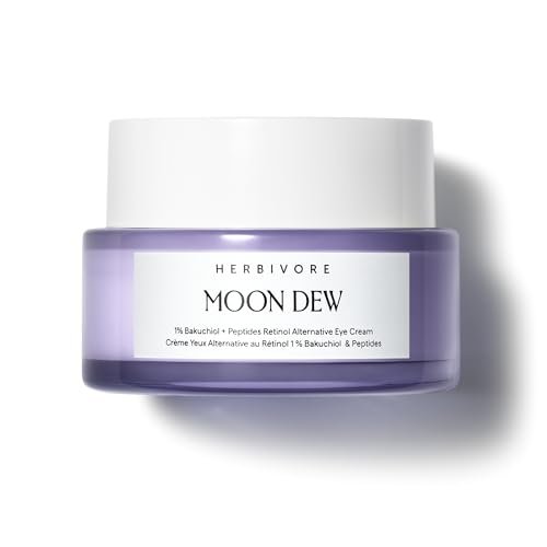 HERBIVORE Moon Dew 1% Bakuchiol + Peptides Retinol Alternative Anti Aging Eye Cream - Reduces Fine Lines, Wrinkles & Puffiness - Plant-Based, Vegan, Cruelty-Free, 15mL / 0.5 oz Avelisse