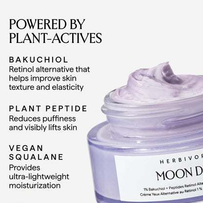 HERBIVORE Moon Dew 1% Bakuchiol + Peptides Retinol Alternative Anti Aging Eye Cream - Reduces Fine Lines, Wrinkles & Puffiness - Plant-Based, Vegan, Cruelty-Free, 15mL / 0.5 oz Avelisse